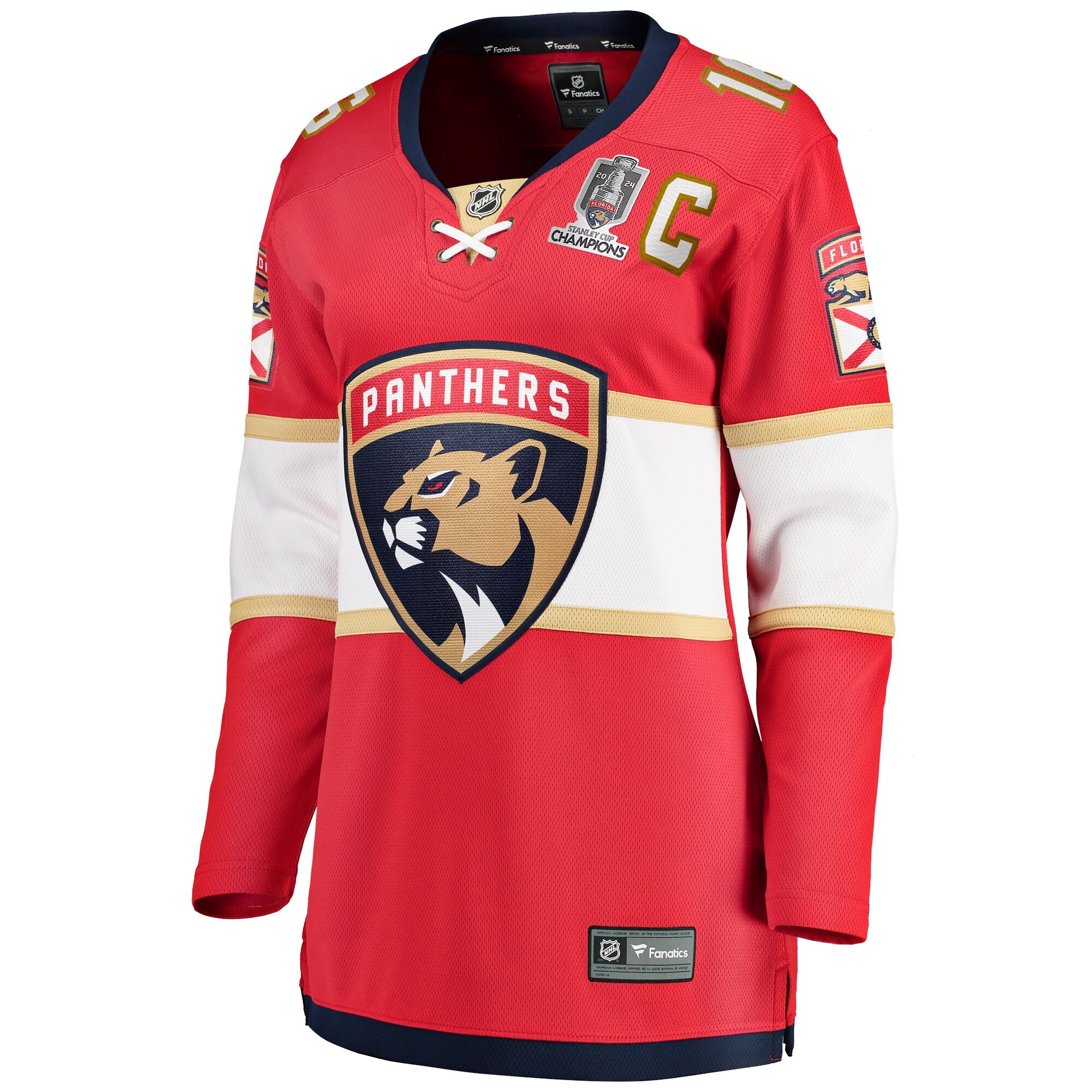 Women's Florida Panthers Aleksander Barkov Fanatics Red Home 2024 Stanley Cup Champions Breakaway Player Jersey