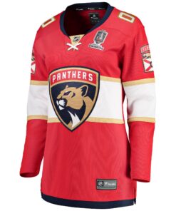 Women's Florida Panthers Fanatics Red Home 2024 Stanley Cup Champions Breakaway Custom Jersey