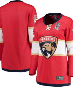 Women's Florida Panthers Fanatics Red Home 2024 Stanley Cup Champions Breakaway Jersey