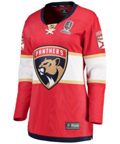 Women's Florida Panthers Fanatics Red Home 2024 Stanley Cup Champions Breakaway Jersey