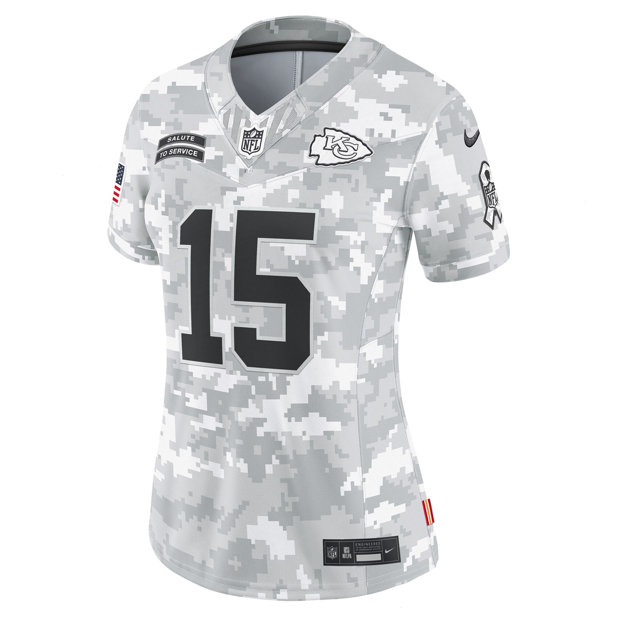 Women's Kansas City Chiefs Patrick Mahomes Nike Arctic Camo 2024 Salute to Service Limited Jersey