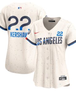 Women's Los Angeles Dodgers Clayton Kershaw Nike Cream 2024 City Connect Limited Player Jersey