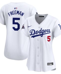 Women's Los Angeles Dodgers Freddie Freeman Nike White Home 2024 World Series Champions Limited Jersey