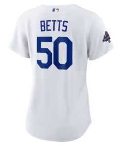 Women's Los Angeles Dodgers Mookie Betts Nike White 2024 World Series Champions Home Replica Player Jersey