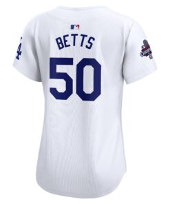 Women's Los Angeles Dodgers Mookie Betts Nike White Home 2024 World Series Champions Limited Jersey