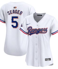 Women's Texas Rangers Corey Seager Nike White 2024 Gold Collection Limited Player Jersey