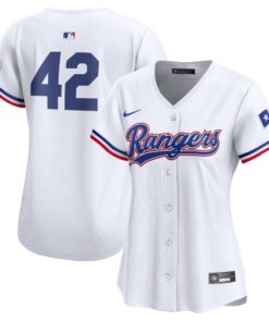 Women's Texas Rangers Nike White 2024 Jackie Robinson Day Home Limited Jersey