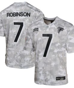 Youth Atlanta Falcons Bijan Robinson Nike Arctic Camo 2024 Salute to Service Game Jersey