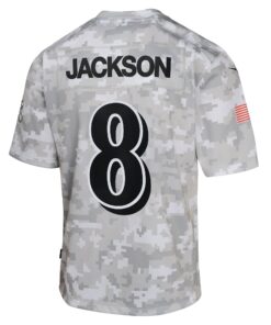 Youth Baltimore Ravens Lamar Jackson Nike Arctic Camo 2024 Salute to Service Game Jersey
