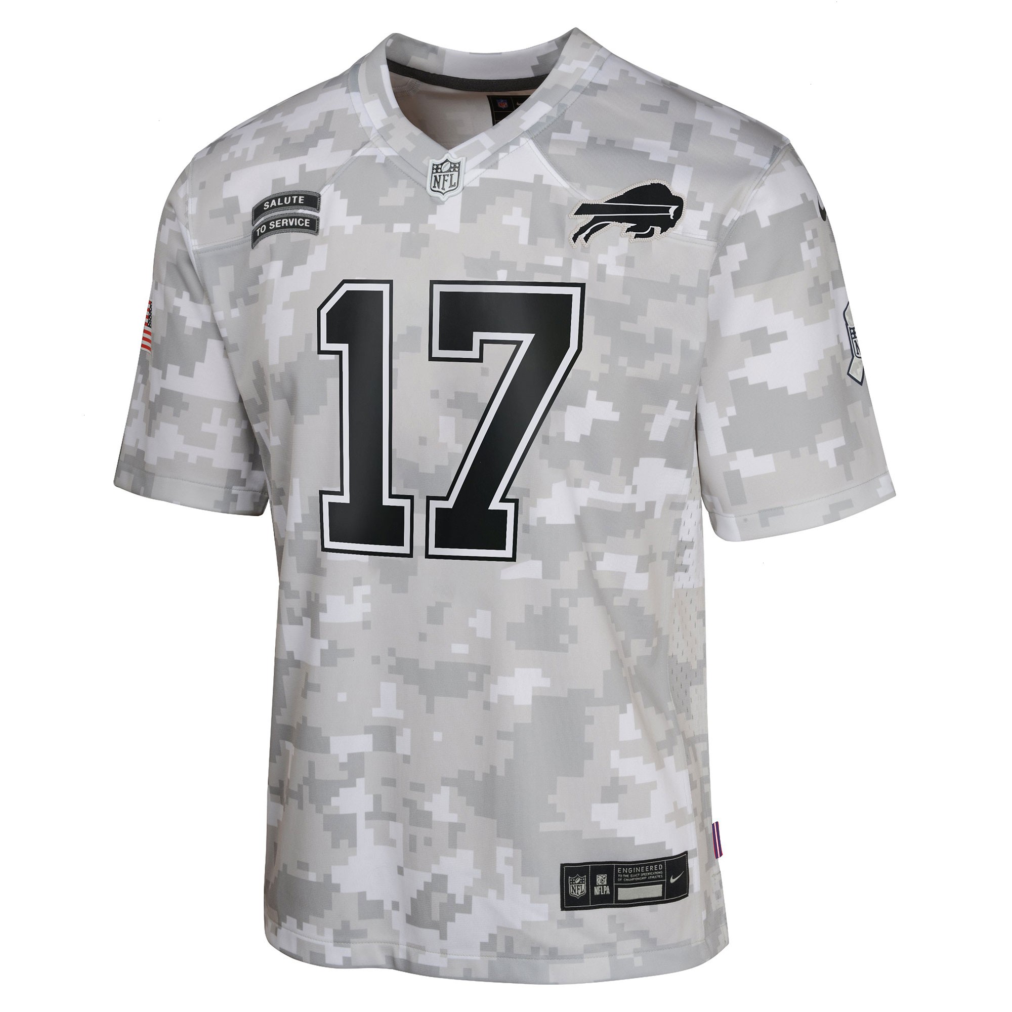 Youth Buffalo Bills Josh Allen Nike Arctic Camo 2024 Salute to Service Game Jersey