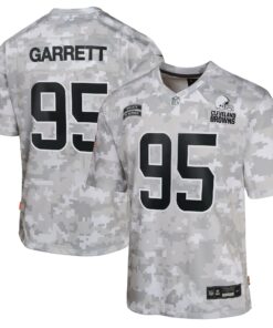 Youth Cleveland Browns Myles Garrett Nike Arctic Camo 2024 Salute to Service Game Jersey