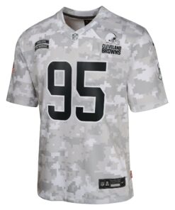 Youth Cleveland Browns Myles Garrett Nike Arctic Camo 2024 Salute to Service Game Jersey