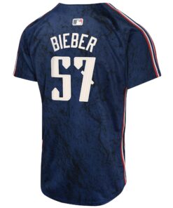 Youth Cleveland Guardians Shane Bieber Nike Navy 2024 City Connect Limited Jersey