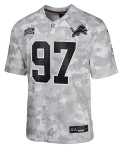 Youth Detroit Lions Aidan Hutchinson Nike Arctic Camo 2024 Salute to Service Game Jersey