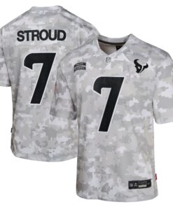 Youth Houston Texans C.J. Stroud Nike Arctic Camo 2024 Salute to Service Game Jersey