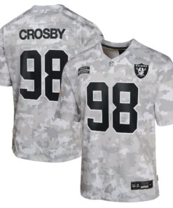 Youth Las Vegas Raiders Maxx Crosby Nike Arctic Camo 2024 Salute to Service Game Jersey