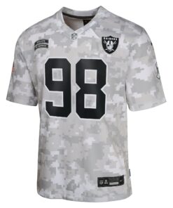 Youth Las Vegas Raiders Maxx Crosby Nike Arctic Camo 2024 Salute to Service Game Jersey