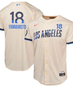 Youth Los Angeles Dodgers Yoshinobu Yamamoto Nike Cream 2024 City Connect Limited Player Jersey