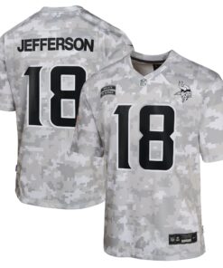 Youth Minnesota Vikings Justin Jefferson Nike Arctic Camo 2024 Salute to Service Game Jersey