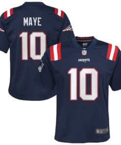 Youth New England Patriots Drake Maye Nike Navy Player Game Jersey