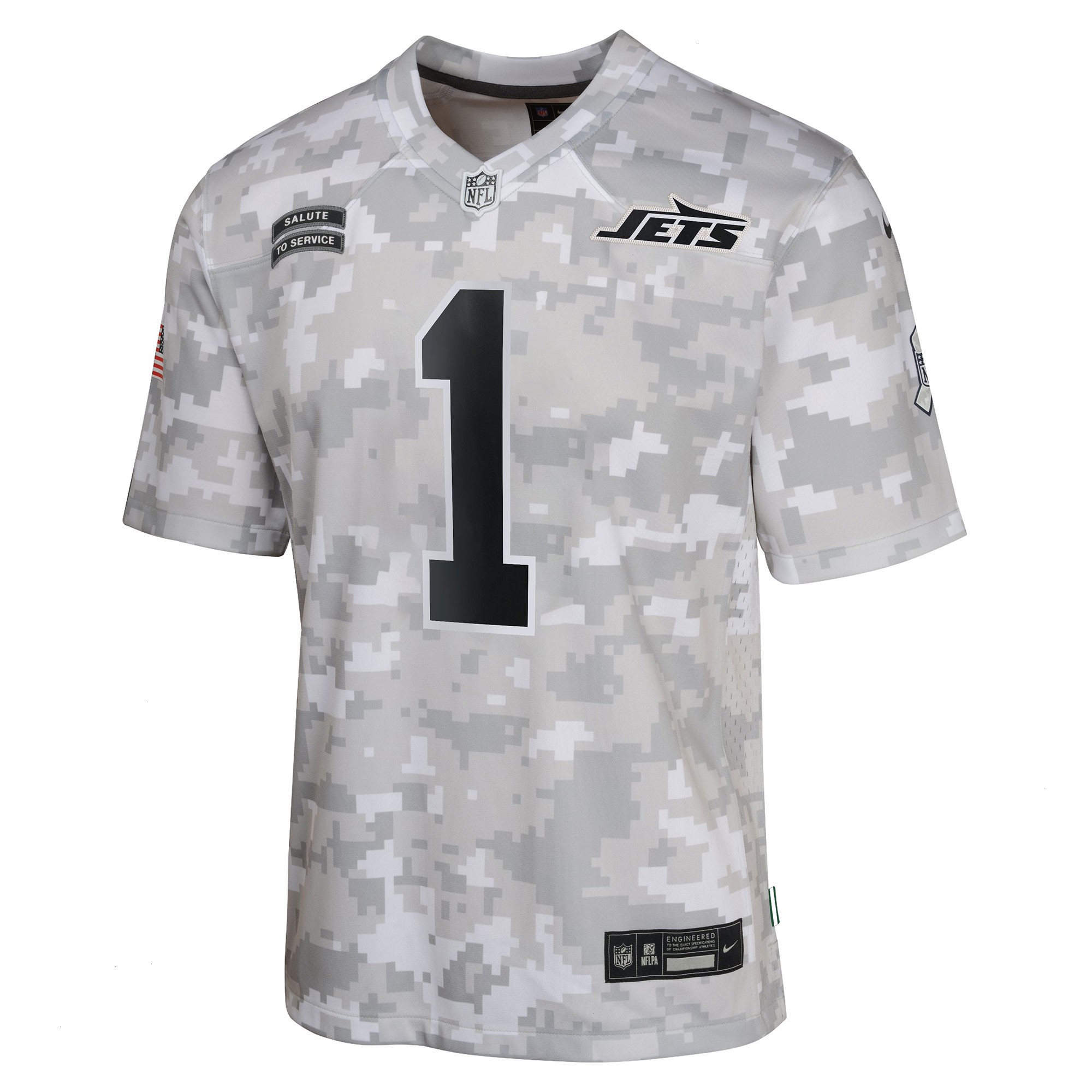 Youth New York Jets Sauce Gardner Nike Arctic Camo 2024 Salute to Service Game Jersey