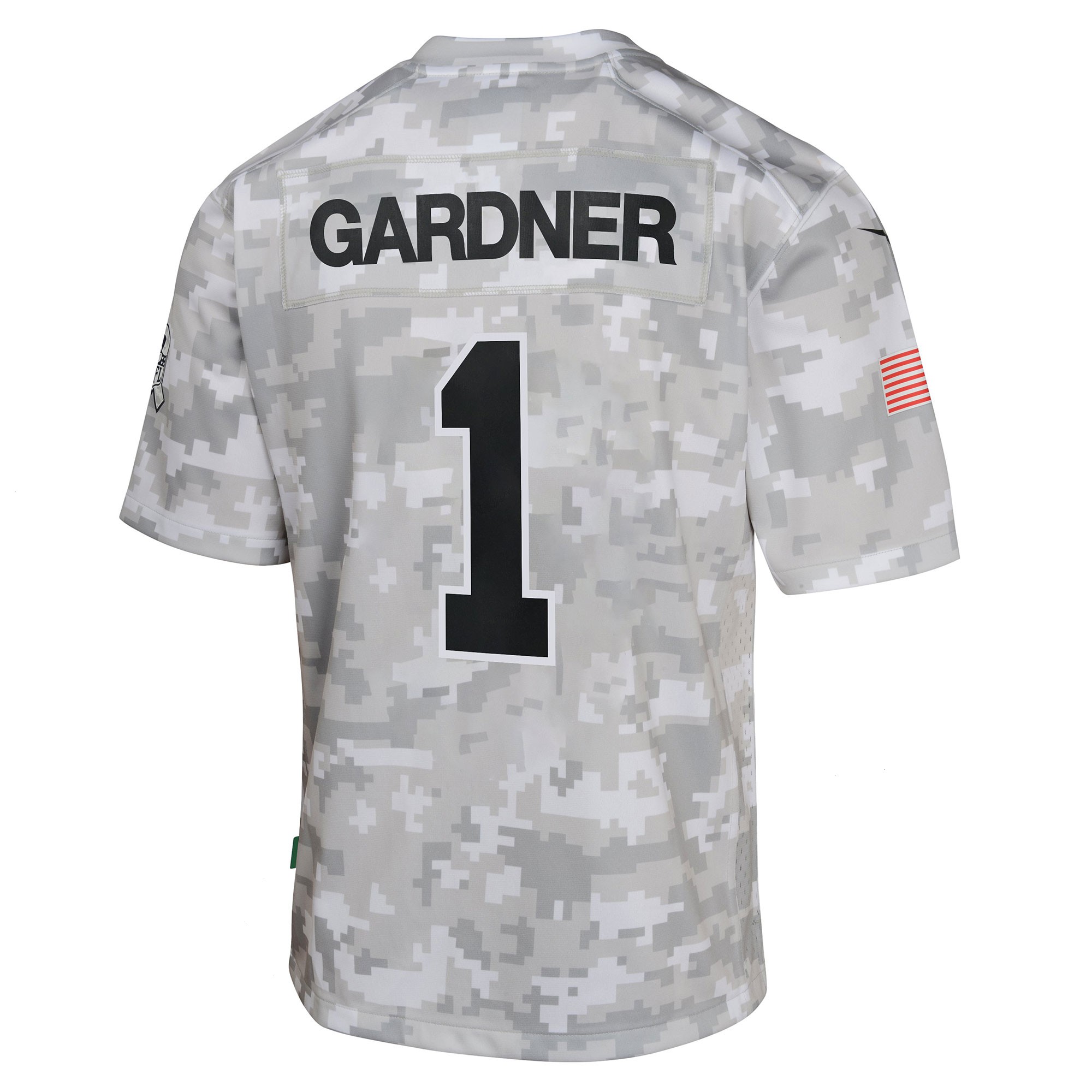 Youth New York Jets Sauce Gardner Nike Arctic Camo 2024 Salute to Service Game Jersey