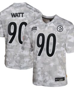 Youth Pittsburgh Steelers T.J. Watt Nike Arctic Camo 2024 Salute to Service Game Jersey