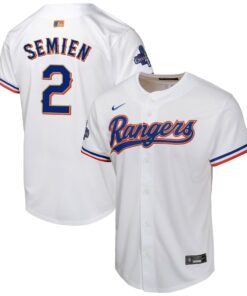 Youth Texas Rangers Marcus Semien Nike White 2024 Gold Collection Limited Player Jersey