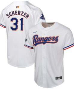 Youth Texas Rangers Max Scherzer Nike White 2024 Gold Collection Limited Player Jersey