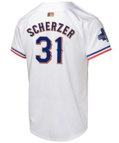 Youth Texas Rangers Max Scherzer Nike White 2024 Gold Collection Limited Player Jersey