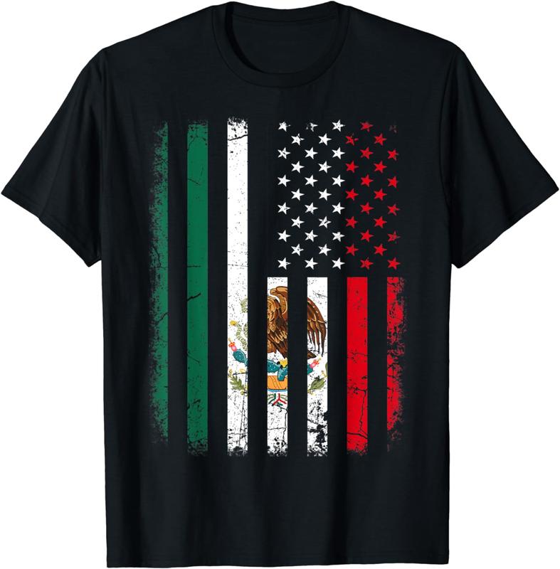 100% Cotton Mexican American Flag T-Shirt - Celebrate Mexican American Heritage