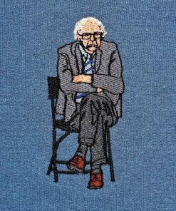 Bernie Sanders Staying Seated Meme Embroidered Crewneck Sweatshirt - Funny Viral Political Apparel