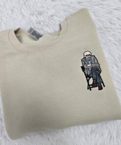 Bernie Sanders Staying Seated Meme Embroidered Crewneck Sweatshirt - Funny Viral Political Apparel