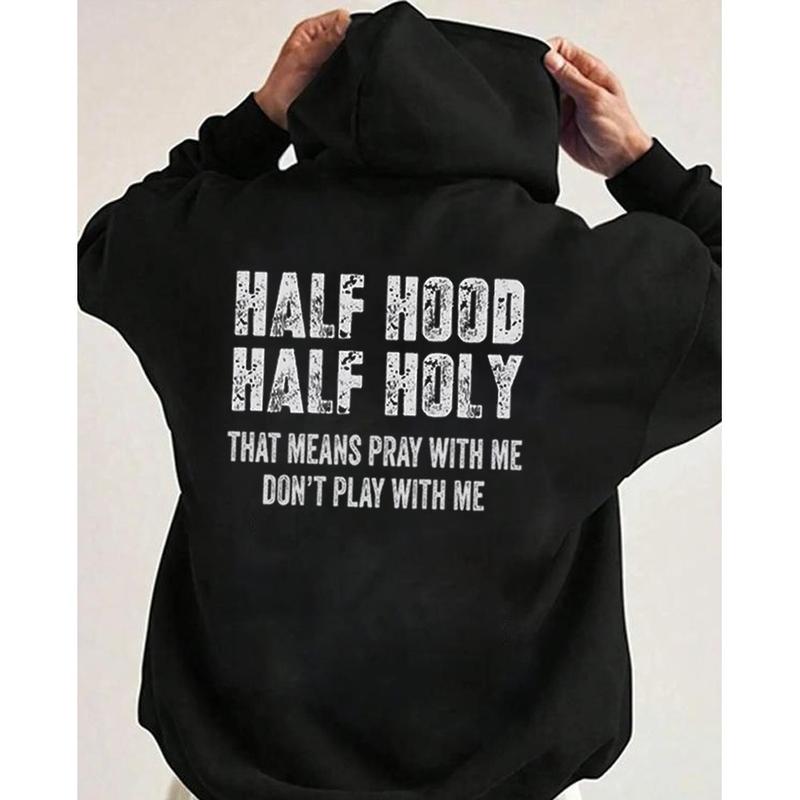 Half Hood Half Holy Pray With Me Don’t Play With Me Hoodie - Casual Street Style Sweatshirt for Men and Women