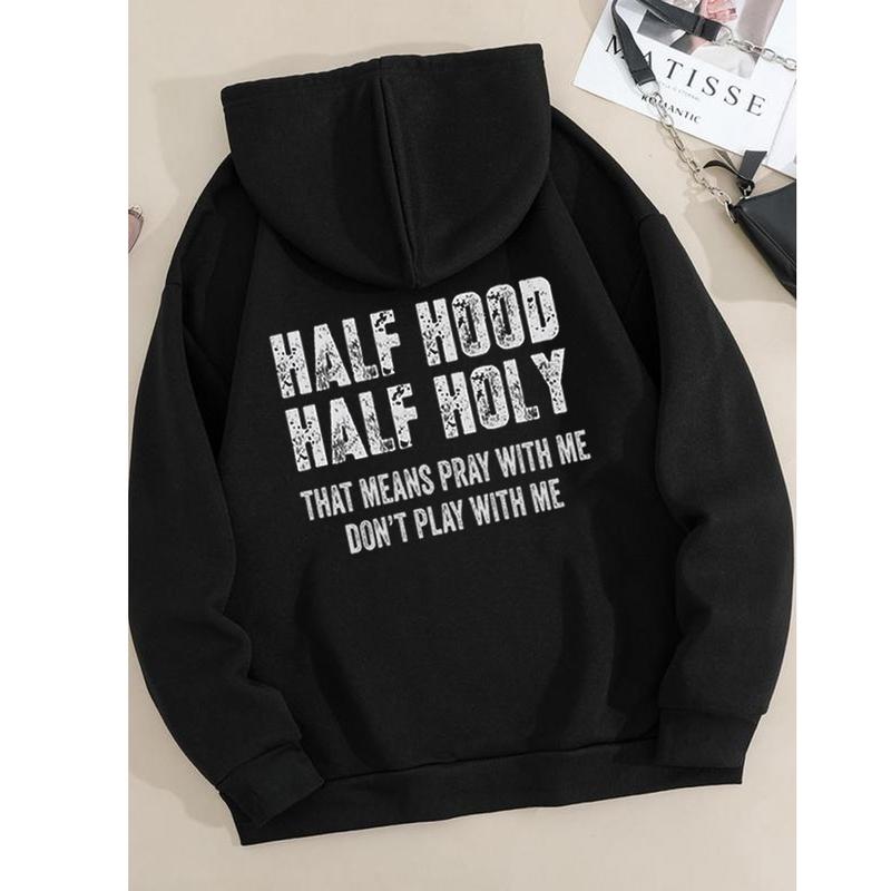 Half Hood Half Holy Pray With Me Don’t Play With Me Hoodie - Casual Street Style Sweatshirt for Men and Women