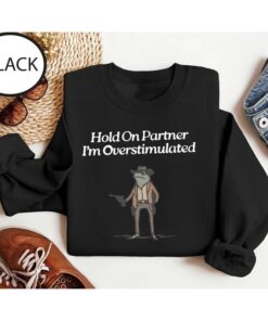Hold On Partner, I'm Overstimulated Cowboy Frog Sweatshirt - Cute & Funny Animal Apparel