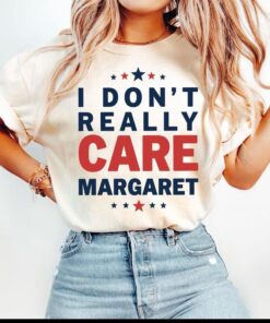 I Don't Really Care, Margaret - Casual Graphic T-Shirt with Patriotic Red and Blue Design