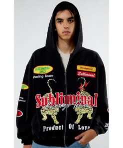 PacSun Men's Subliminal Racing Full Zip Hoodie - Product of Love Design