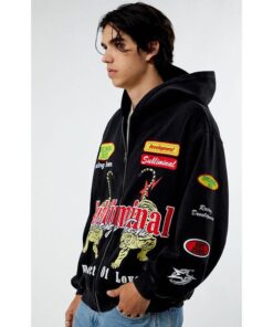 PacSun Men's Subliminal Racing Full Zip Hoodie - Product of Love Design