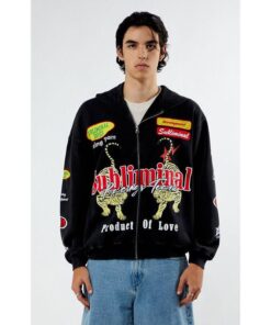 PacSun Men's Subliminal Racing Full Zip Hoodie - Product of Love Design