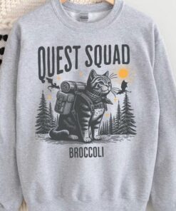 Quest Squad Broccoli Adventure Tee - Whimsical Cat Design