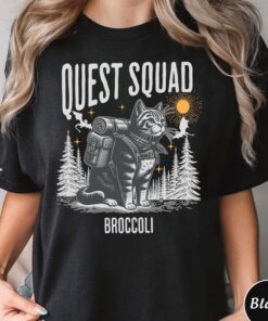 Quest Squad Broccoli Adventure Tee - Whimsical Cat Design