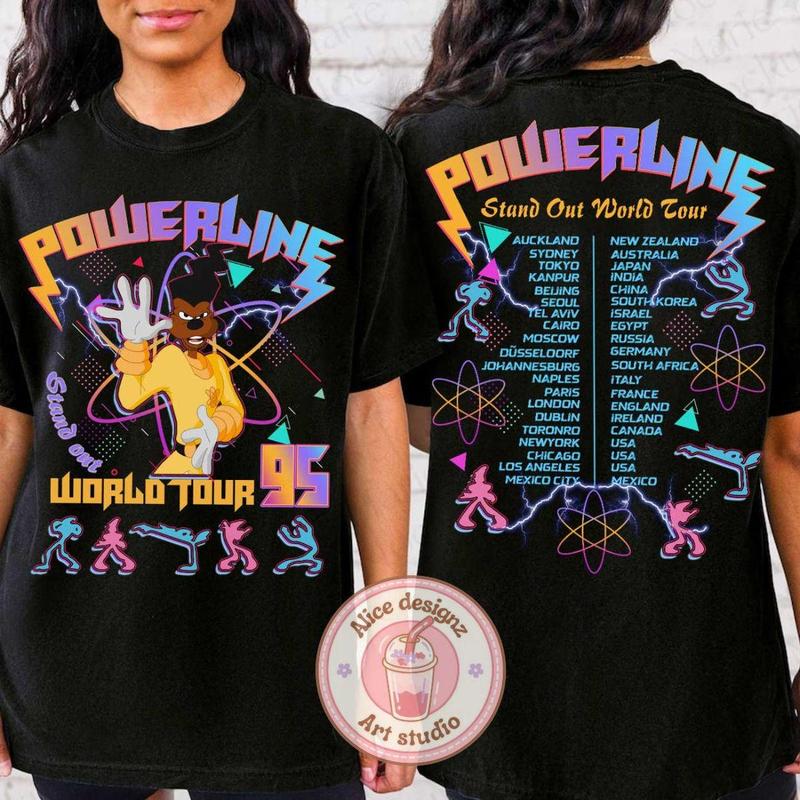 Retro 90s A Goofy Movie Powerline Stand Out World Tour Tee