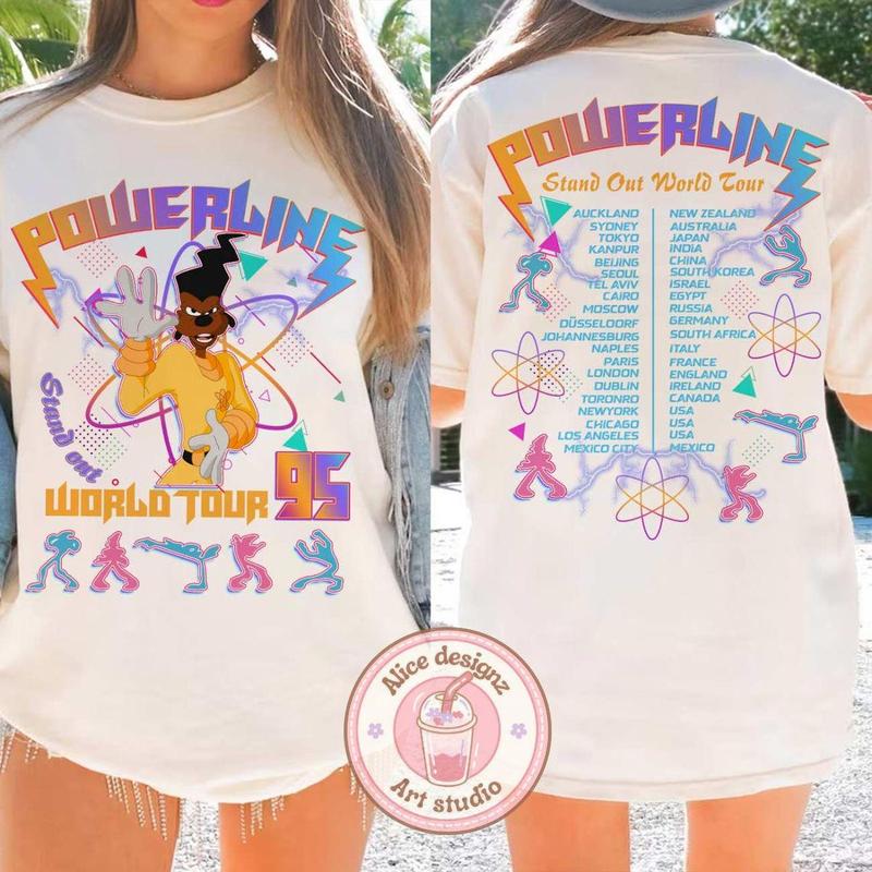 Retro 90s A Goofy Movie Powerline Stand Out World Tour Tee
