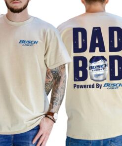 Dad Bod Powered By Busch Light Funny T-Shirt - Perfect Gift for Beer-Loving Dads