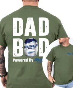 Dad Bod Powered By Busch Light Funny T-Shirt - Perfect Gift for Beer-Loving Dads