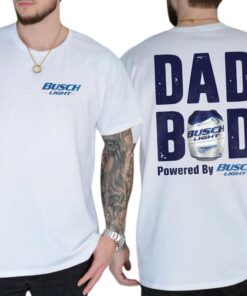 Dad Bod Powered By Busch Light Funny T-Shirt - Perfect Gift for Beer-Loving Dads