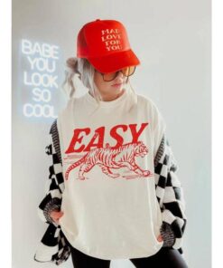 Easy Tiger Vintage Inspired Tee - Trendy Boho Oversized T-Shirt