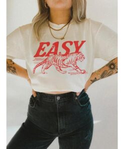 Easy Tiger Vintage Inspired Tee - Trendy Boho Oversized T-Shirt