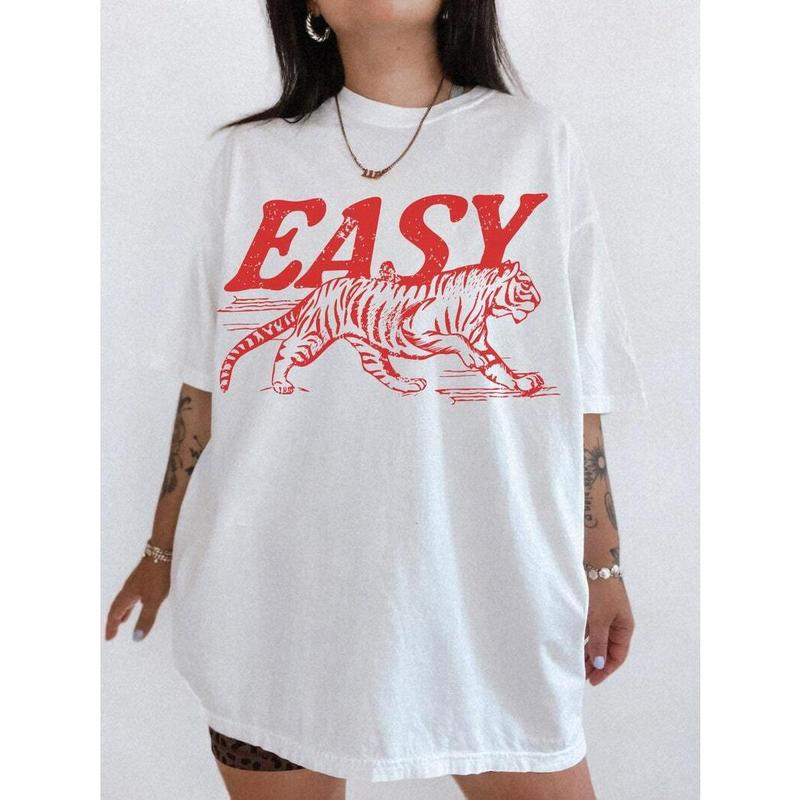 Easy Tiger Vintage Inspired Tee - Trendy Boho Oversized T-Shirt
